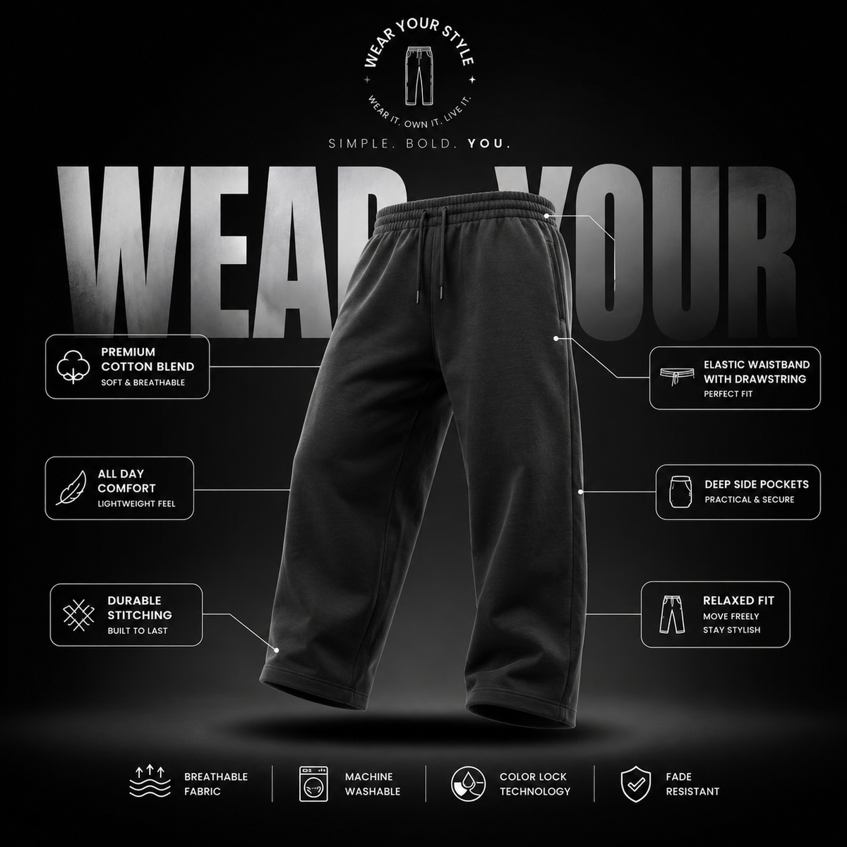 Men's Premium Relaxed Fit Sweatpants | Soft Cotton Blend | Everyday Comfort