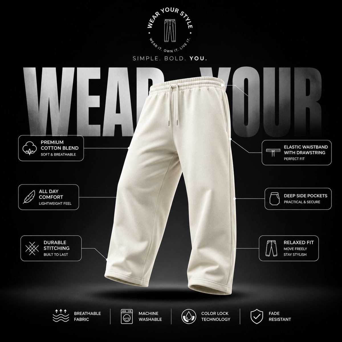 Men's Premium Relaxed Fit Sweatpants | Soft Cotton Blend | Everyday Comfort