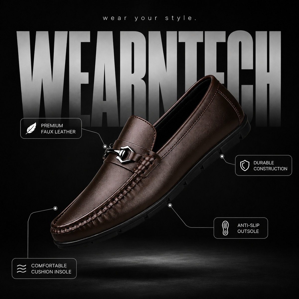 Men’s Premium Brown Leather Bit Loafers – Classic Slip-On Formal & Casual Shoes