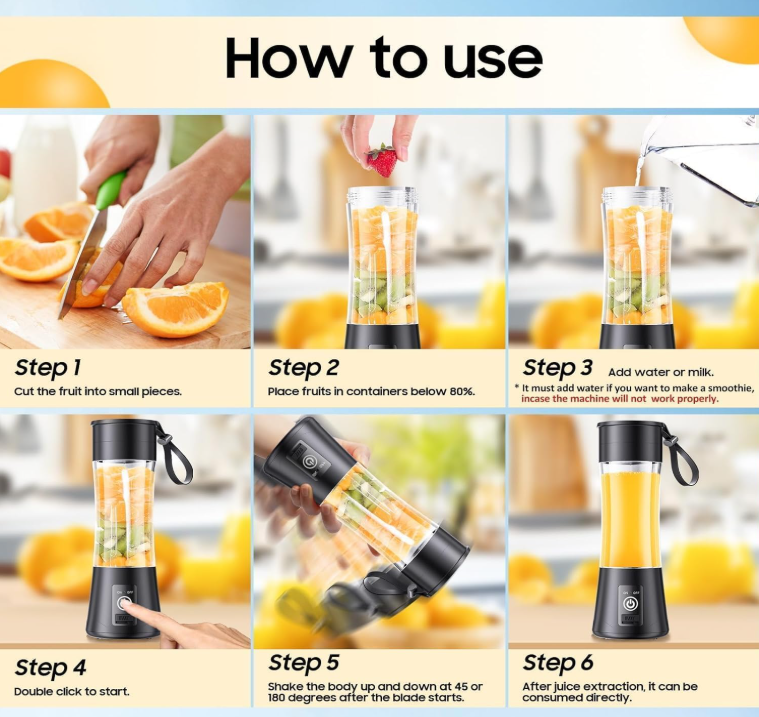 Portable USB Rechargeable Blender – Compact Personal Smoothie Maker
