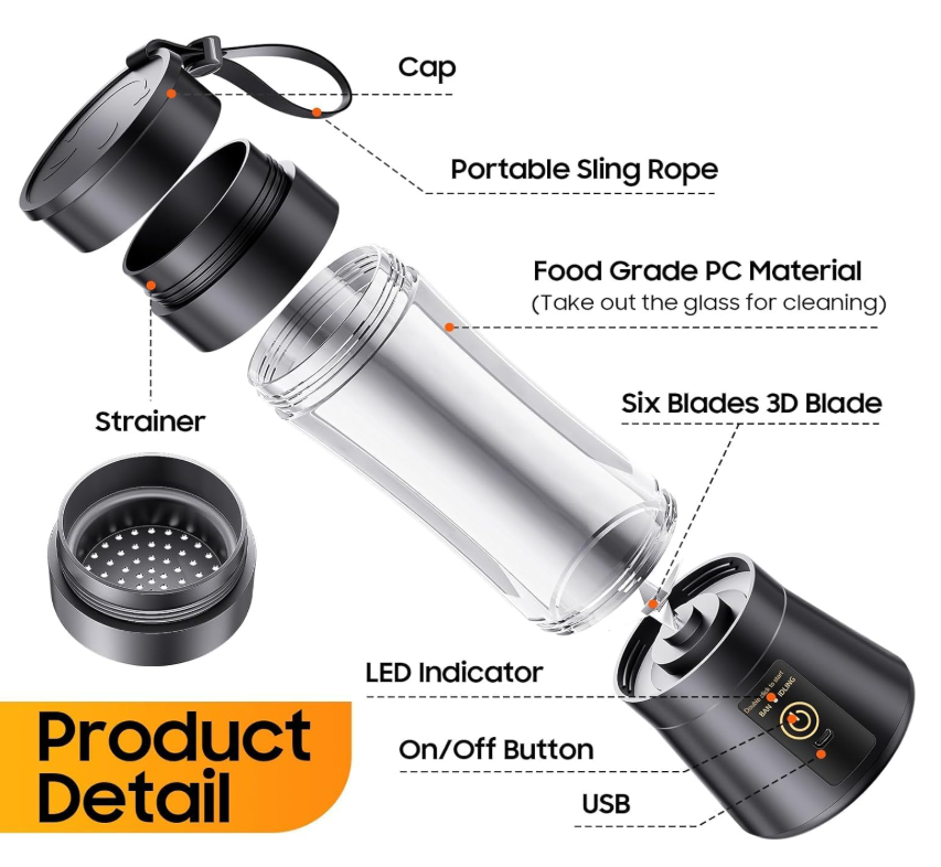 Portable USB Rechargeable Blender – Compact Personal Smoothie Maker