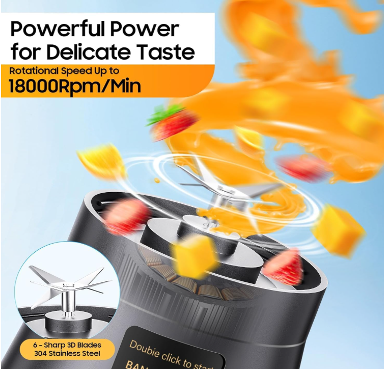 Portable USB Rechargeable Blender – Compact Personal Smoothie Maker