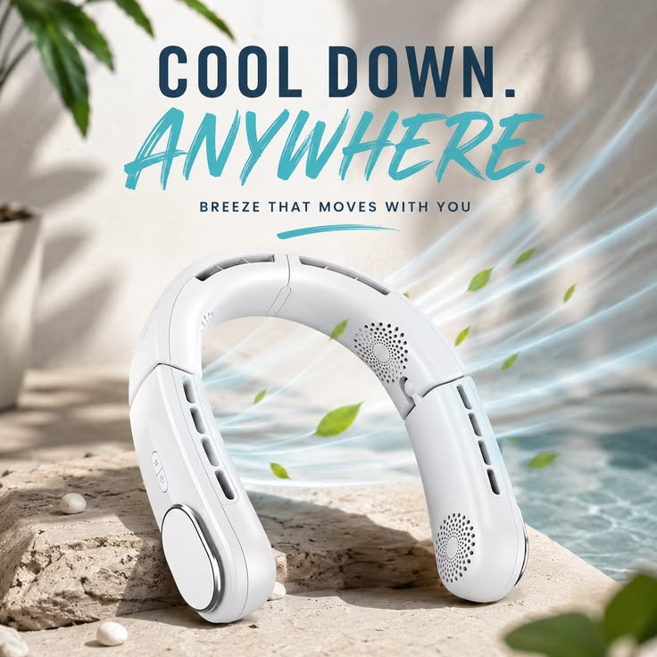 Ultimate Hands-Free Cooling: Foldable Bladeless Neck Fan with 3-Speed Airflow