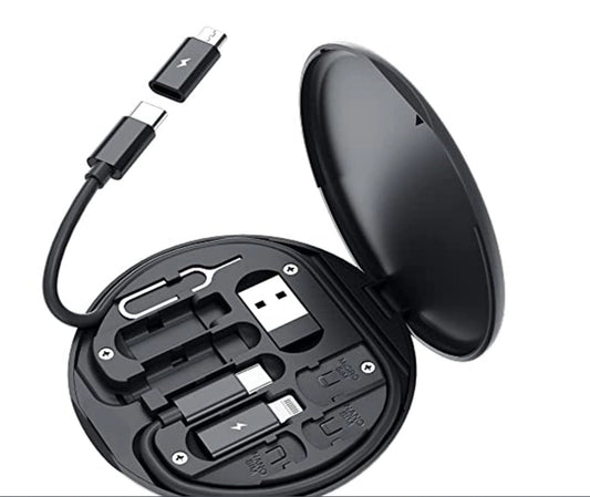 All-in-One Travel Charging Kit – Multi-Device Fast Charging Cable Organizer with SIM Storage