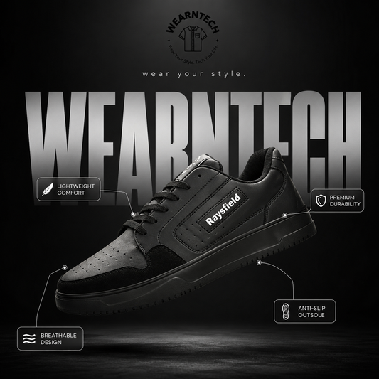Classic Black Casual Sneakers – Lightweight Breathable Shoes with Anti-Slip Sole