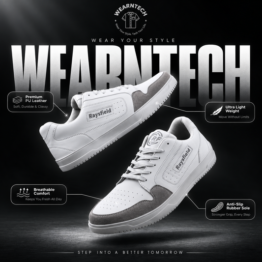 Classic White Casual Sneakers – Lightweight Breathable Shoes with Anti-Slip Sole