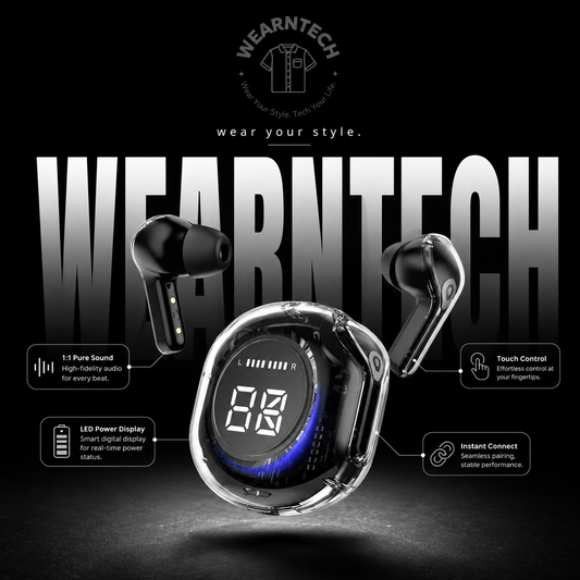 Wireless Bluetooth Earbuds with LED Digital Display – Touch Control In-Ear Earphones