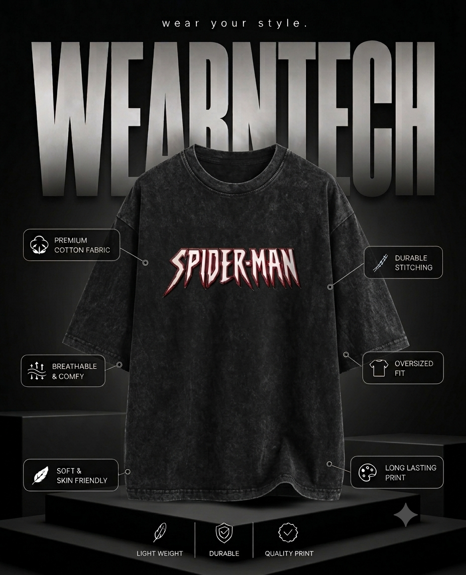 Spider-Man Oversized Washed Cotton T-Shirt