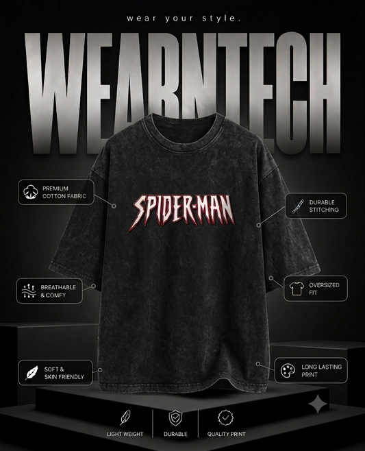 Spider-Man Oversized Washed Cotton T-Shirt