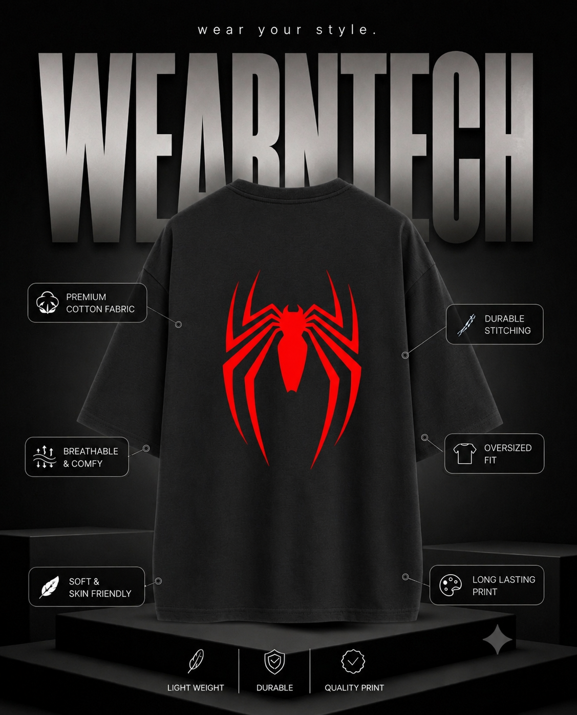 Spider-Man Oversized Washed Cotton T-Shirt