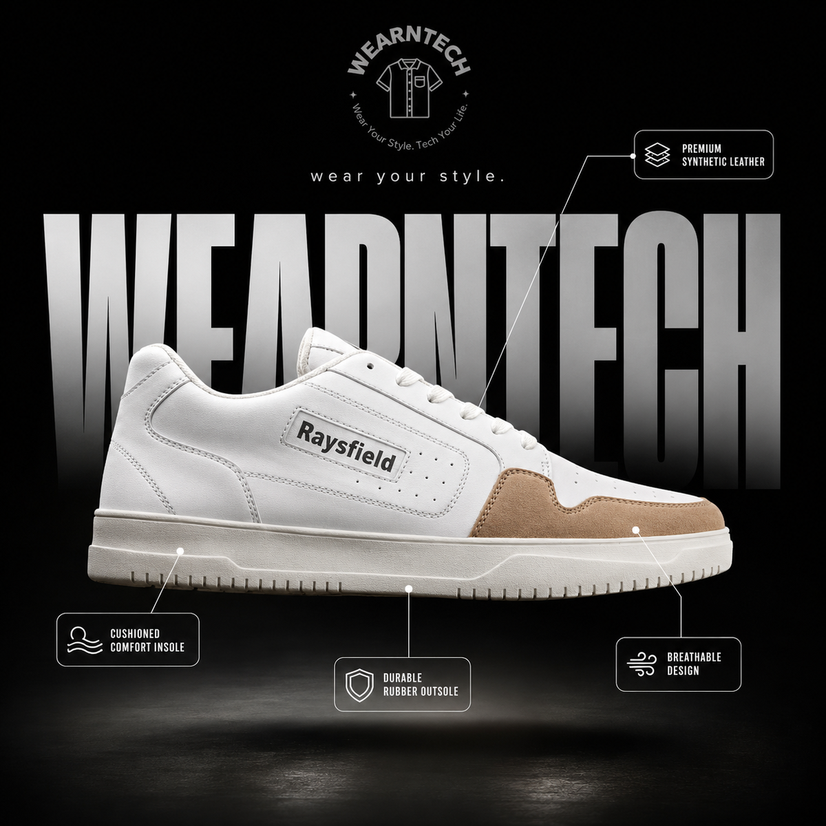Classic White Casual Sneakers – Lightweight Breathable Shoes with Anti-Slip Sole